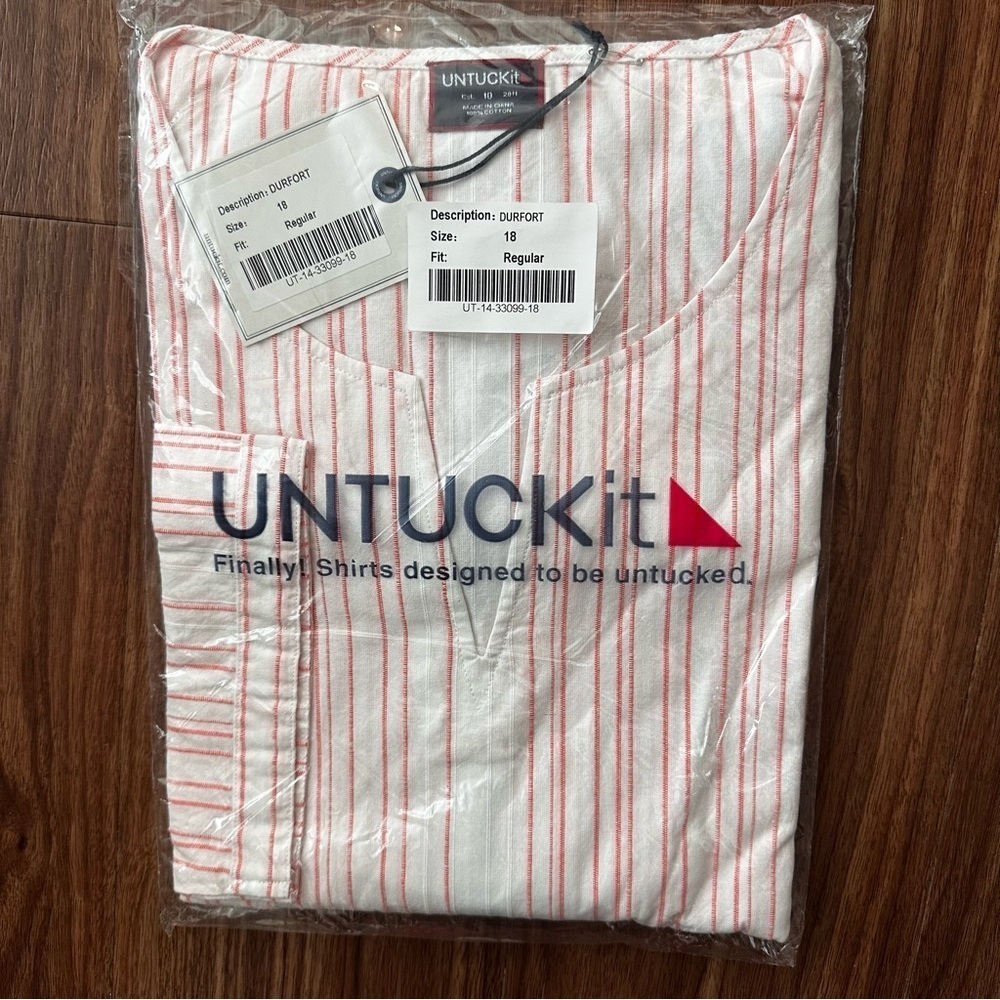 UNTUCKit Durfort Women’s Boho Peasant Striped Tunic Shirt Sz 14 - Picture 2 of 4